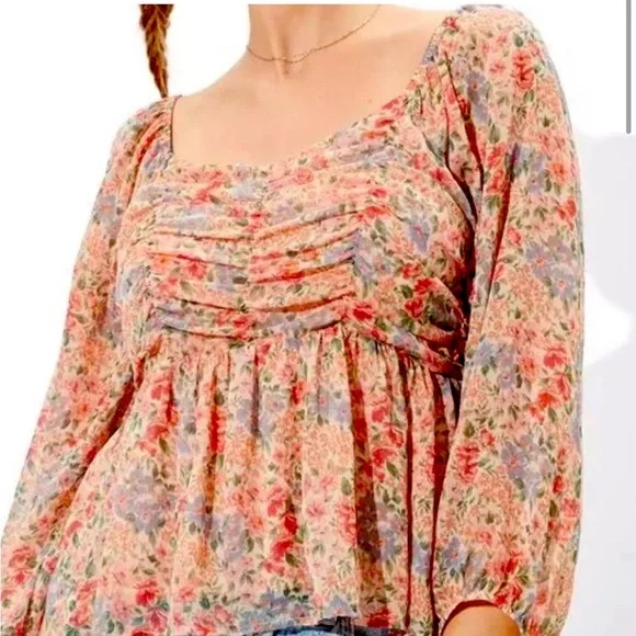 American Eagle Outfitters Floral Long Sleeve Top - Picture 2 of 6